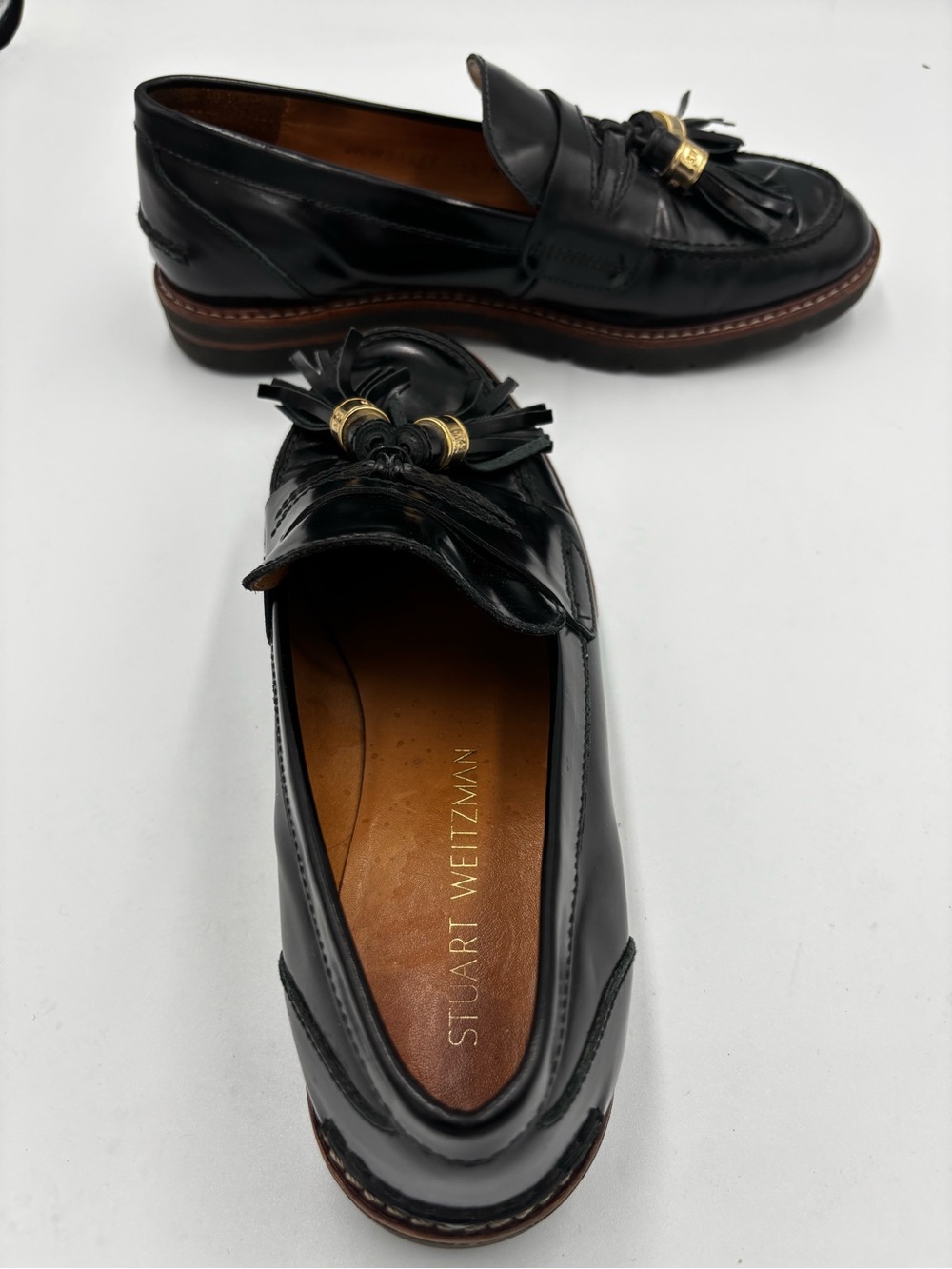 Stuart Weitzman Manila Tassel Loafer Sz 7.5 Made in Italy - Picture 8 of 11